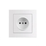 Priza Schuko simpla pentru montaj incastrat, culoare alba