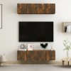 Dulap TV perete Gossi, 4 buc, stejar fumuriu, 60x30x30 cm, lemn prelucrat. Comoda TV suspendata, living modern, depozitare media