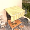 Copertină retractabilă manual cu stor, galben&amp;alb, 3,5x2,5 m