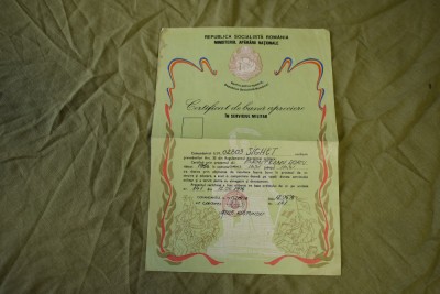 Certificat de buna apreciere in serviciul militar 1976 Iasi Sighet foto