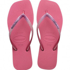 Havaianas slapi SQUARE GLITTER femei, culoarea roz, cu toc plat, 4148102.1750