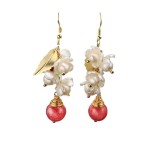 Cercei cu perle si pietre rosii