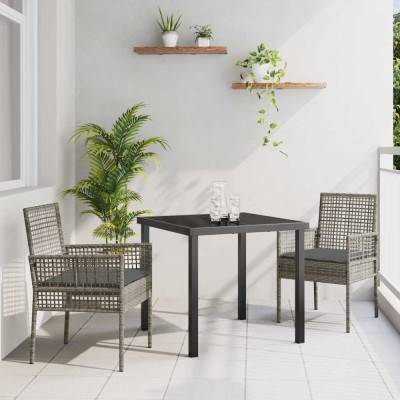 vidaXL Set de masă pentru grădină cu pernă 3 pcs Gri Rattan poli 3379877 foto
