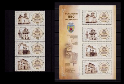✅RO 2009 LP 1845+a &amp;quot;Bucuresti-550 de ani&amp;quot; , serie + bloc/colita 451 , MNH foto