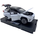 Macheta replica Toyota Rav 4 alba deschide 4 usi, portbagaj si capota, lumini si sunete