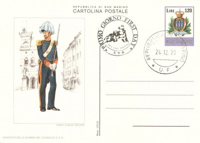 UNIFORME MILITARE SAN MARINO CARTE POSTALA FDC 1979 foto