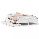 Cumpara ieftin Cadru de pat fara saltea, alb, 150x200 cm, lemn masiv pin