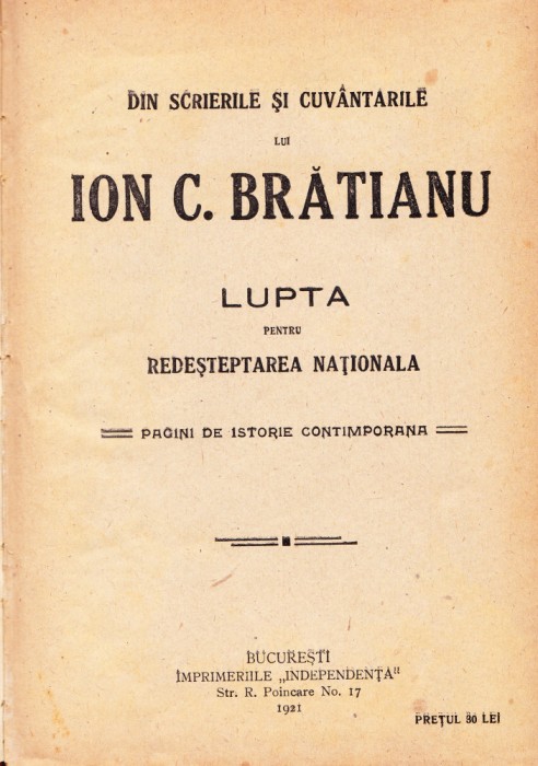 AS - ION C. BRATIANU - LUPTA PENTRU REDESTEPTAREA NATIONALA
