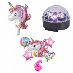 Set baloane motiv unicorn si glob disco foto