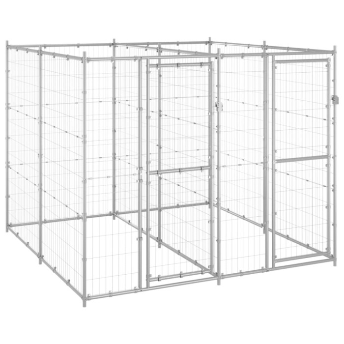vidaXL Padoc pentru c&acirc;ini de exterior, 4,84 m&sup2;, oțel galvanizat 3082282