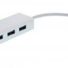 Adaptor retea +hub USB Type C la Gigabit Ethernet si 3x USB3.0 Well