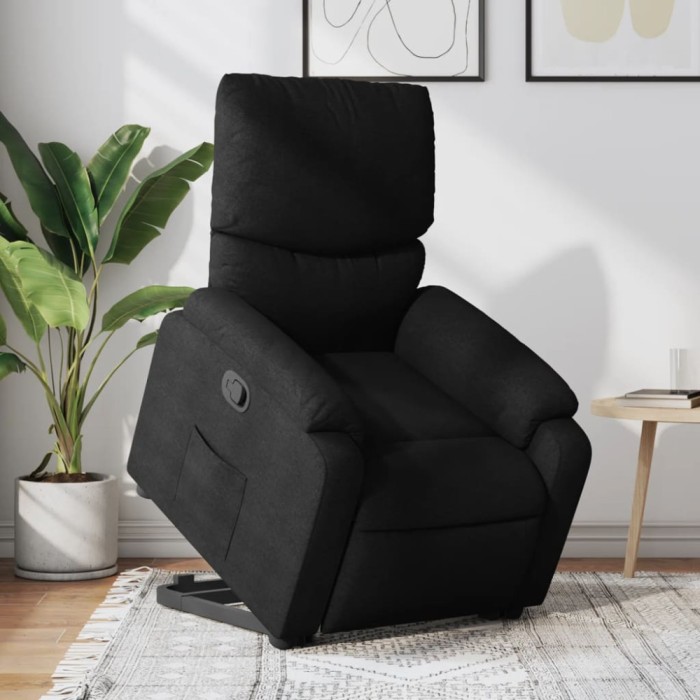 vidaXL Fotoliu rabatabil cu ridicare pe verticală, negru, textil 3204826