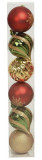 Cutie cu 6 globuri asortate Color Mix, Decoris, &Oslash;15 cm, plastic, rosu/argintiu/alb