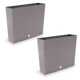 Set 2 jardiniere decorative, imitatie ratan, cafeniu, 58x18x49.8 cm, Rato Case GartenVIP DiyLine, Prosperplast