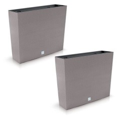 Set 2 jardiniere decorative, imitatie ratan, cafeniu, 58x18x49.8 cm, Rato Case foto