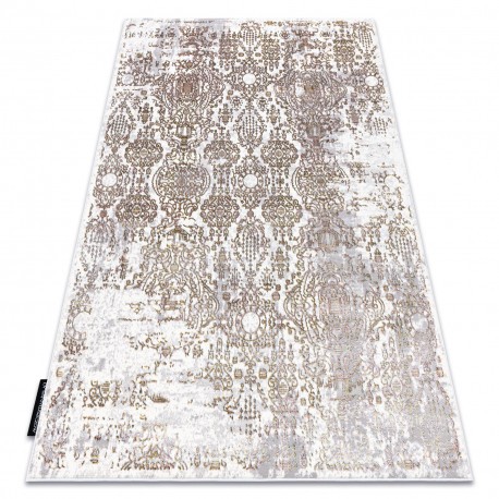 Covor DE LUXE modern 2081 ornament vintage - structural aur / cremă, 140x190 cm
