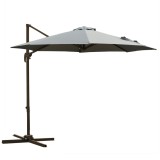 Outsunny Umbrel de Gradină cu Manivelă cu &Icirc;nclinare Reglabilă, Umbrelă cu Braț și Stinghii, &Oslash;2.95x2.5 m, Gri | Aosom Romania