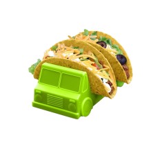 Suport pentru taco, flippy, model autobuz, 14 x 7.5 x 6.5 cm, din pp, verde