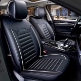 2 x LUX Huse Scaune pentru Masini Auto Universal Negru Alb Piele