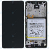 Samsung Galaxy A52 5G (SM-A525F SM-A526B) Capac frontal al modulului de afișare + LCD + digitizer + baterie alb minunat GH82-25229D