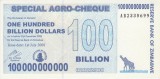 Bancnota Zimbabwe (Agro Cheque) 100.000.000.000 Dolari 2008 - P64 UNC (mai rara)