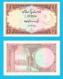 Pakistan (pick 10) 1 Rupee 1973 aUNC serie: 32306x; Primele serii după despărțirea de India; Fortul Lahore