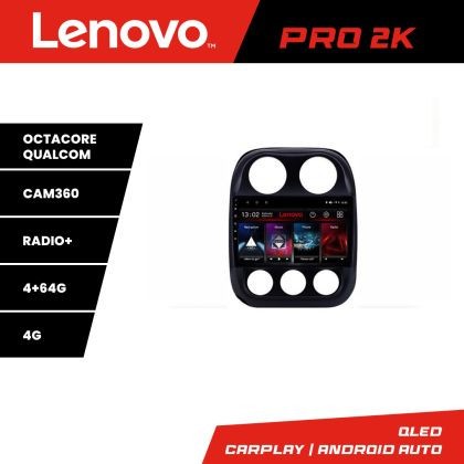 Navigatie Jeep Compass 2010-2016 Lenovo Kit-2500 8 core QLED 2K 4+64 360 Android Waze USB Navigatie Internet Youtube Radio CarStore Technology