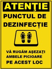 Placuta pentru punctul de dezinfectie foto