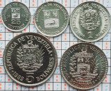 01B22 Venezuela set 5 monede 25, 50 Centimos 1, 2, 5 Bolivares 1989 - 1990 UNC, America Centrala si de Sud