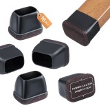 Set de 16 capace dreptunghiulare pentru picioarele scaunelor, capace din silicon pentru picioarele scaunelor, capace de protecție negre extra mici pen