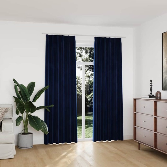 vidaXL Draperii opace 2 buc. albastru &icirc;nchis 140x175cm catifea c&acirc;rlige