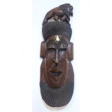 Masca africană lemn cu inserție os