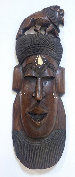 Masca africană lemn cu inserție os