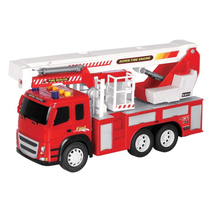 Mașină de Pompieri Interactivă, Jucărie, Scara Rotativă, Sunet și Lumini, Roșu