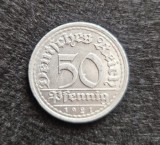 moneda Germania 50 Pfennig 1921 G Republica Weimar km # 27 aluminiu