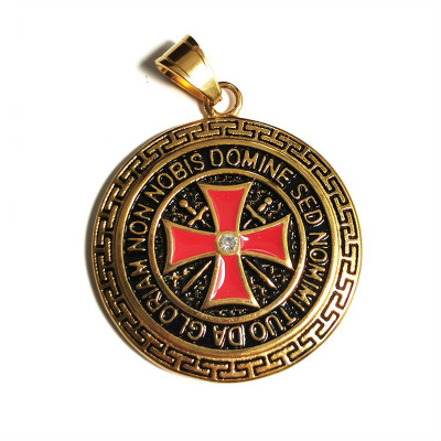 Pandantiv Auriu cu Negru - Crucea Cavalerilor Templieri - MM1003 foto