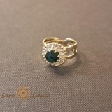 Cumpara ieftin Inel reglabil floare cu cristal verde placat 18k - origine Brazilia