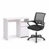 Set de birou Family Pro 100x50x74 cm cu scaun rotativ Tivo, alb-negru
