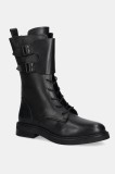 Answear.LAB cizme de piele culoarea negru, cu toc plat