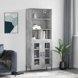vidaXL Dulap &icirc;nalt, gri beton, 69,5x34x180, lemn compozit