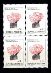 Argentina 1987 - Flori de cactus, bloc de 4 neuzat foto