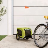 Remorcă Bicicletă Animale Verde/Negru vidaXL, Oxford/Fier, 124x53x53cm, Max 30kg, Transport C&acirc;ini, Accesorii Petshop