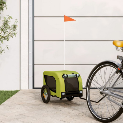 vidaXL Remorcă bicicletă animale companie, verde/negru, oxford/fier foto
