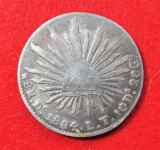 MEXIC 1864 - 8 REALES KM#377.4 ARGINT - Do-LT - Monetaria Durango (Do) (370)