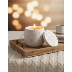 Lumanare Ceramica din Soia, Stars, Ciocolata si Portocale, 370 g