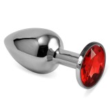 Rosebud Classic - Dop anal metalic, roșu, 6.8 cm