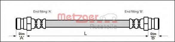 Conducta / cablu frana VW CADDY II Pick-up (9U7) (1996 - 2000) METZGER 4110339