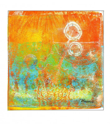 E114. Tablou original, Insula Pastelui Abstract, acrilic, neinramat, 21x21cm foto