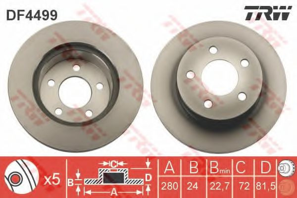 Disc frana FIAT DUCATO caroserie (230L) (1994 - 2002) TRW DF4499