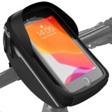 Borseta de bicicleta cu suport de telefon Velmia, 16 x 8.5 cm, volum 0.65 l, impermeabil, negru